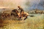 Frederick Remington The Stampede oil painting